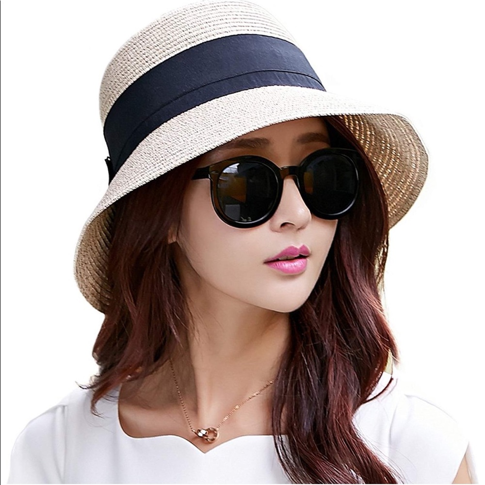 Packable Beach Wide Brim Fedora Travel Hat 54-59CM